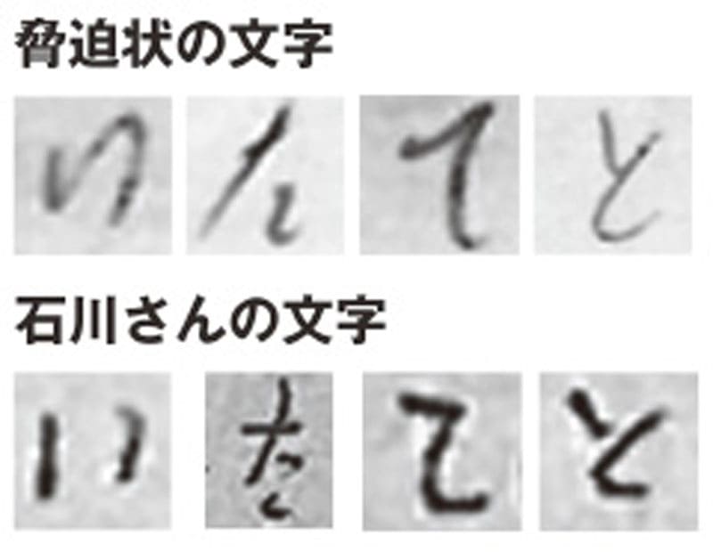 コンピュータを用いた字形のズレを撮影した写真